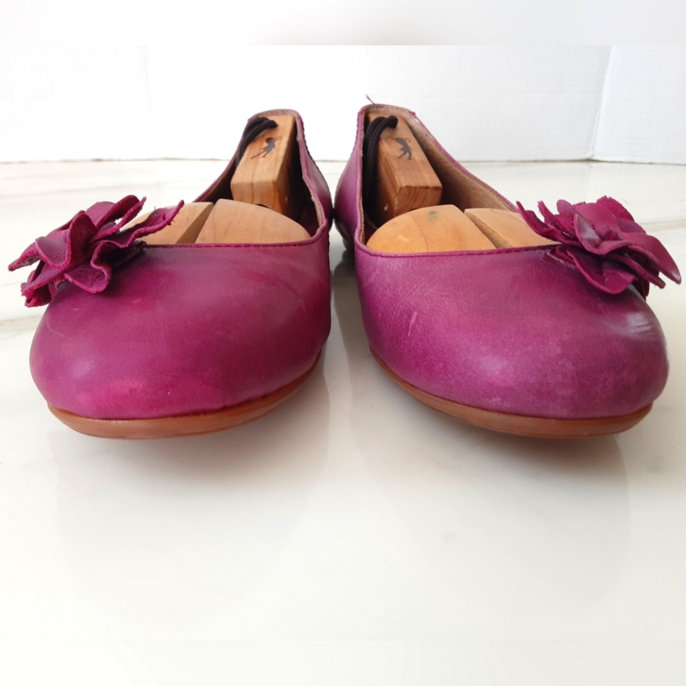 BORN Pink Leather Flower Ballet Flats Sz 10 - Picture 6 of 11